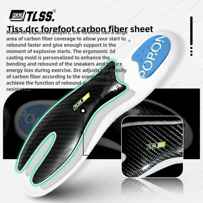 Professional Carbon Fiber Soccer Insoles TLSS - Shock Absorption Sports Orthotics for Football Cleats