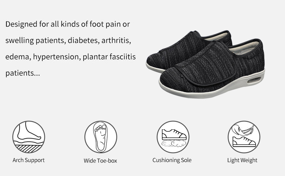Scarpe diabetiche di comprovata efficacia per il dolore ai piedi Scarpe da passeggio di ampia larghezza per interni/esterni